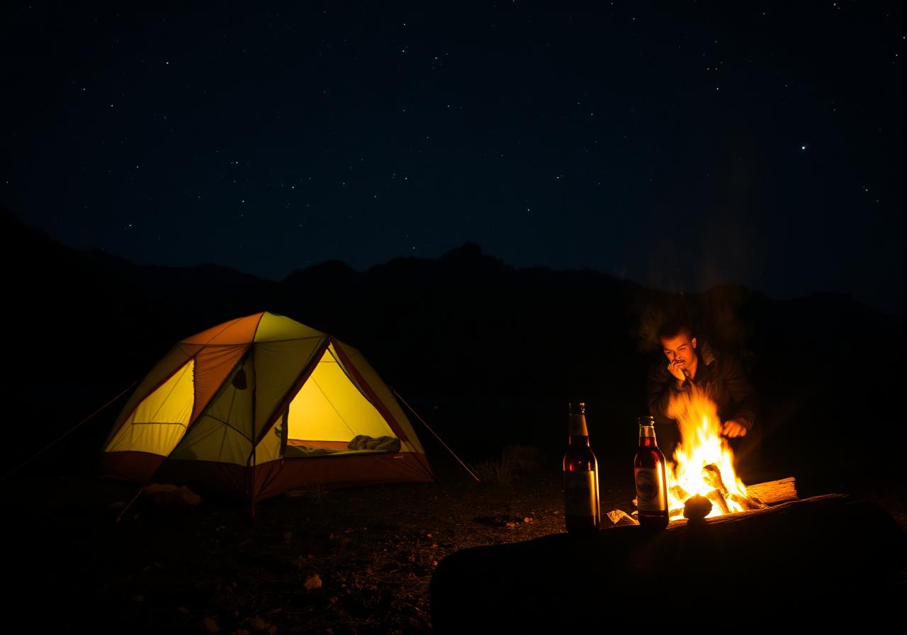 Camping under stars